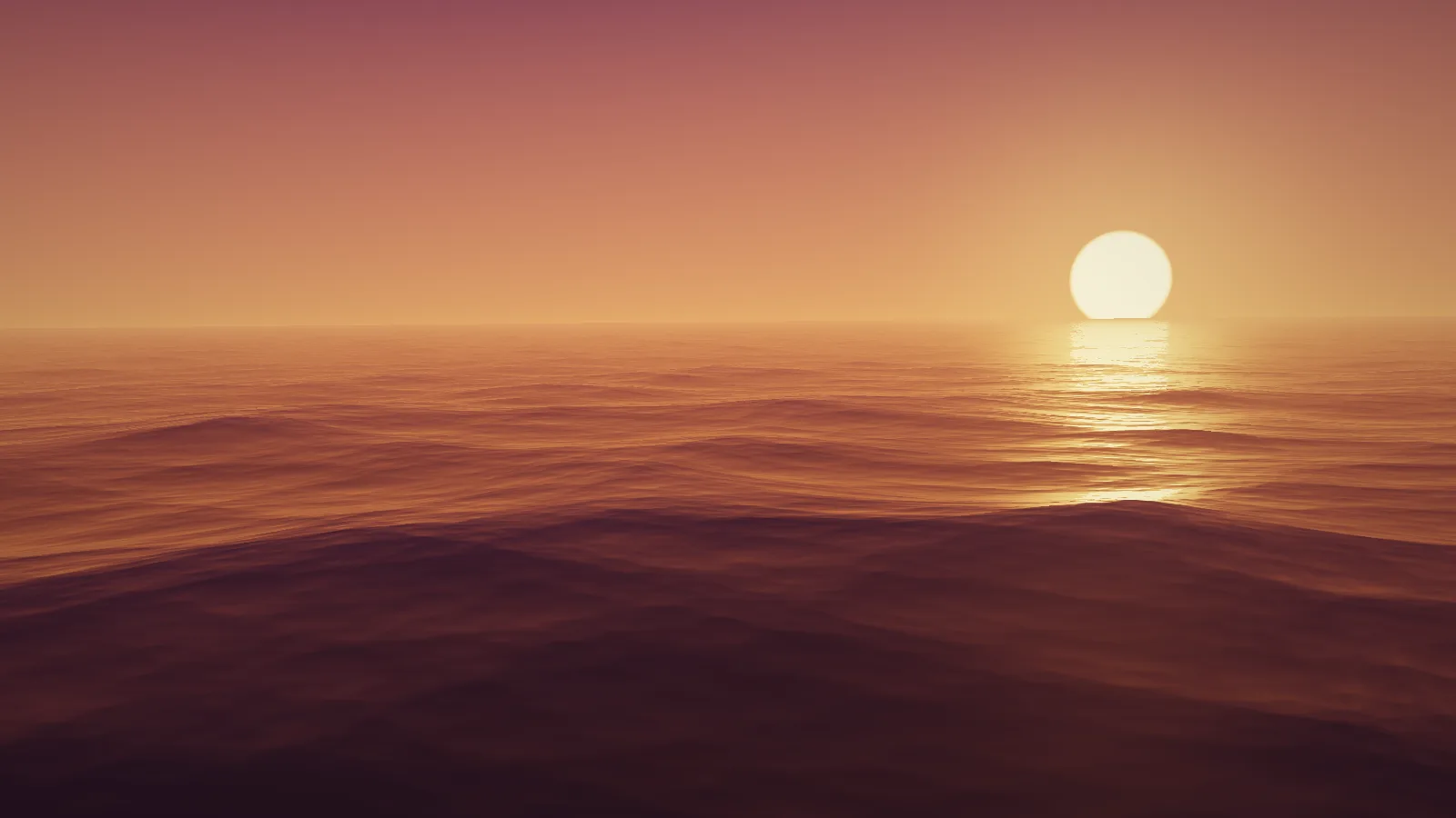 Open sea background at sunset: the sun setting over moving waves in the Mexico Club room